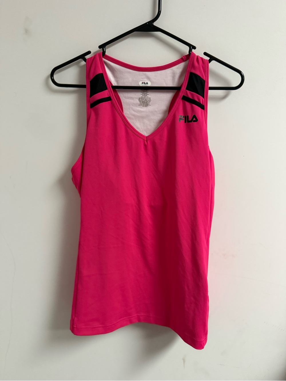 Fila Pink Athletic V-Neck Tank with Black Accent